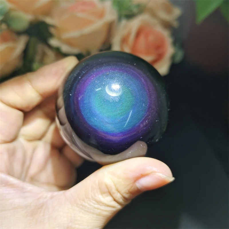 Kindfull Wholesale High Quality Rainbow Obsidian Sphere Healing Stones Ball For Meditation