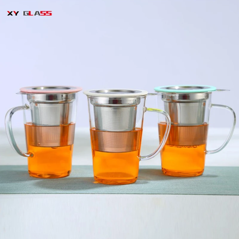 brief design with 304 stainless steel water filter thermo glass tea filter cup