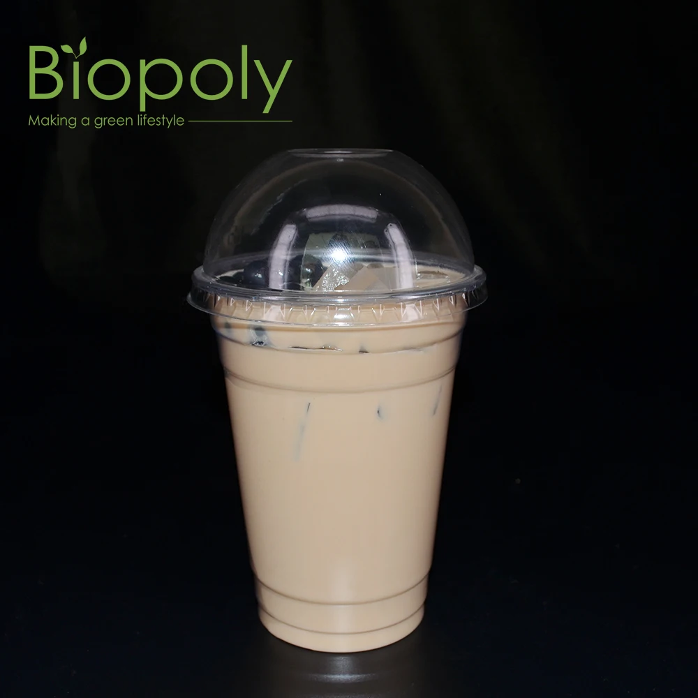 Customized Logo Printing 12 16 20 oz Clear Cold Cups Compostable Biodegradable Plastic PLA Cups with Lid