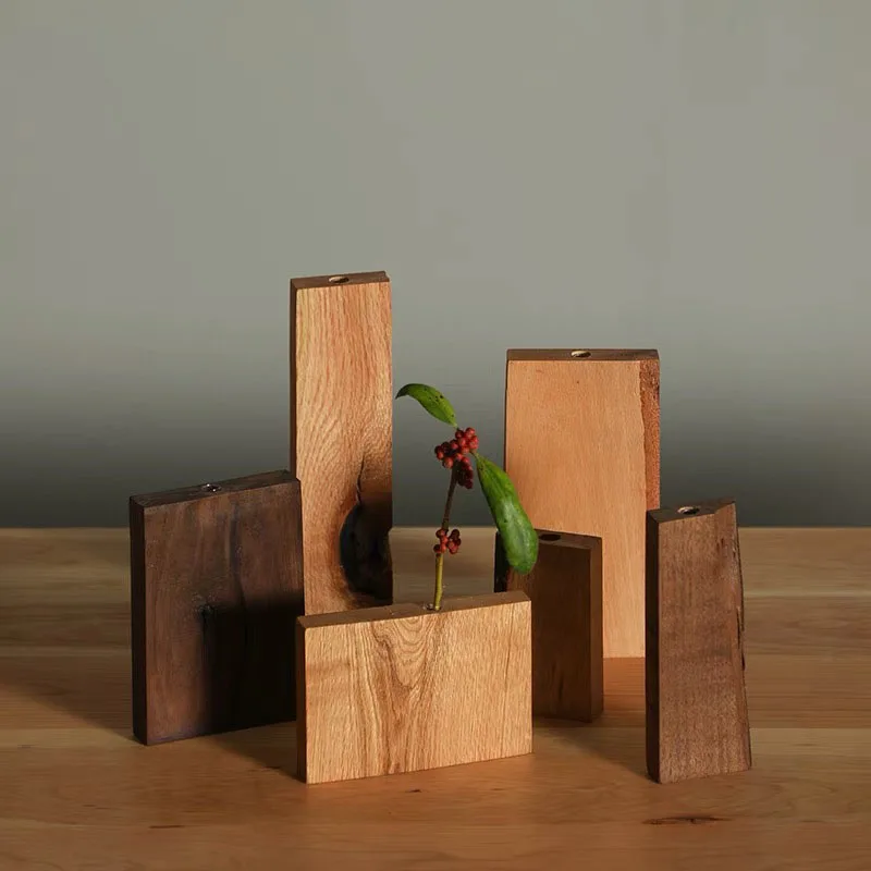 CSL  Natural Wood Flower Vases Home Decor wholesale customized Luxury Wood Vases