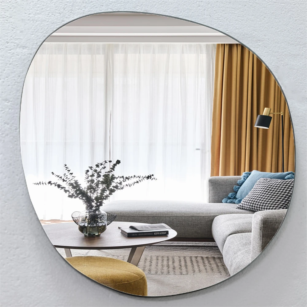 wholesale Antique hollywood living room decor big frameless asymmetrical hanging wall irregular for Bathroom Bedroom mirror