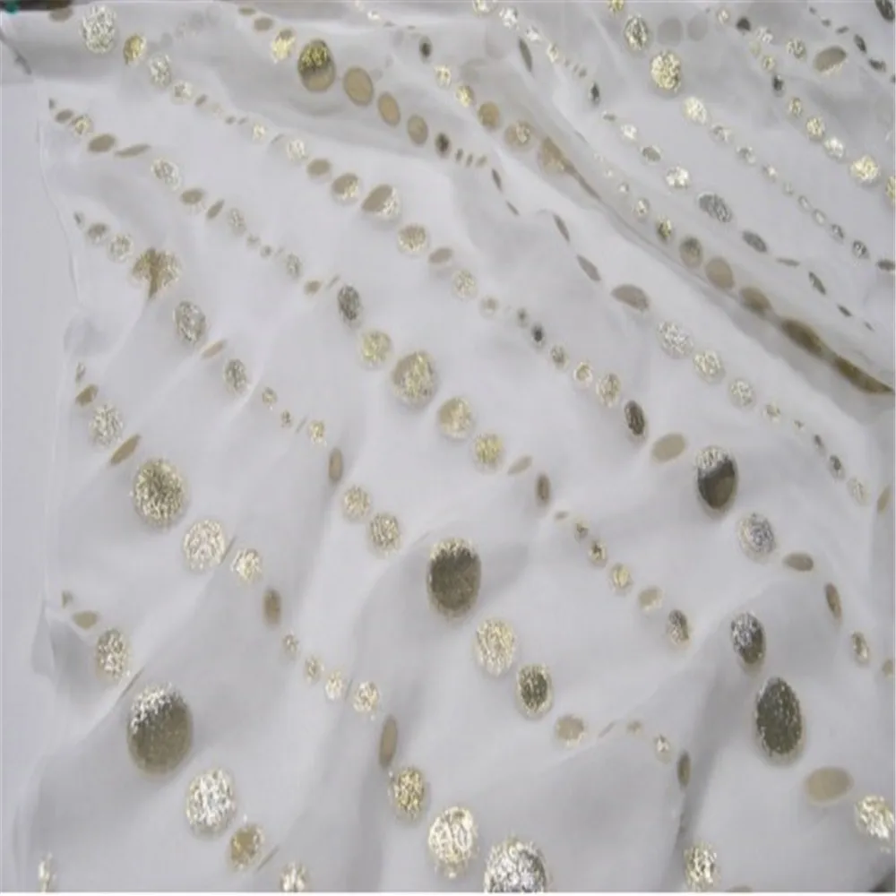 Modern Circle Pattern Newest Shiny Lurex Charming Pure Silk Metallic Jacquard Fabric for Lady Fashion Dress