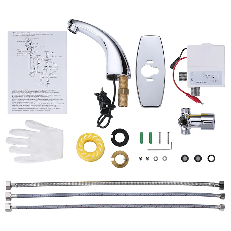 Бесконтактный автоматический смеситель для ванной комнаты горячей и холодной воды с инфракрасным датчиком