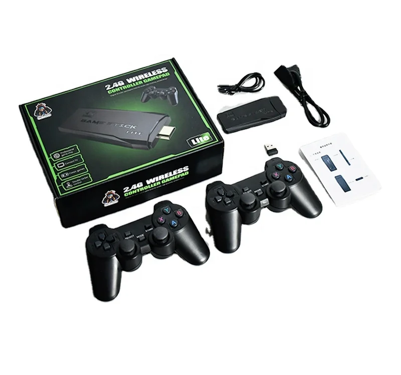 Оптовая продажа Игровая приставка 4K HD TV видеоигра Dongle PS1 эмуляторы двойной проводной 2 4G беспроводной геймпад контроллер 3D игровая