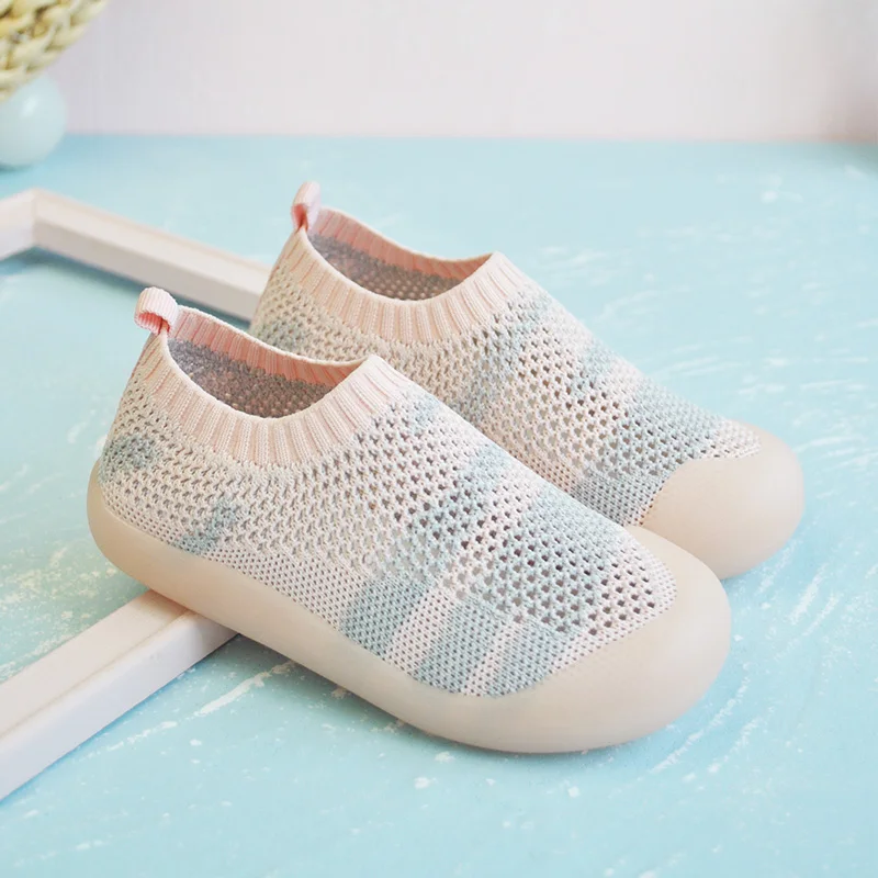 Little Girls Lovely Breathable Knitted  Sneakers Soft Bottom  Kids Casual Outdoor Daily Walking Kids Shoes
