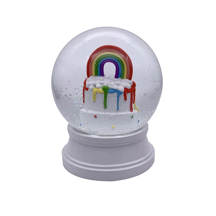 120mm Resin Birthday Cake Sculpture inside Snow Globe