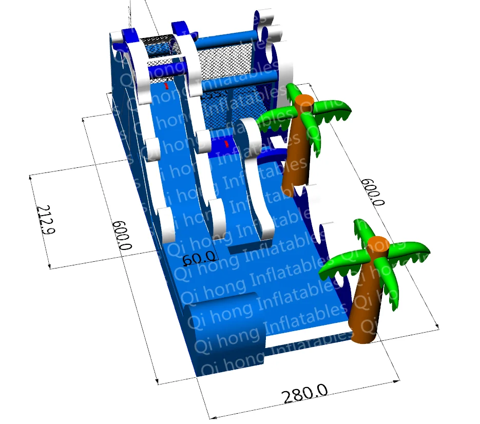 Оптовая продажа, надувной Голубой дельфин из нейлоновой ткани для прыжков, надувной маленький батут с горкой для детей