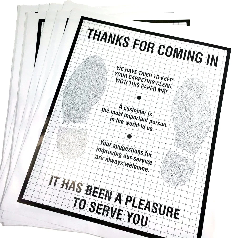 Custom White Disposable Paper Car Floor Mat Anti Slip Thank You Floor Mat for Car Wash