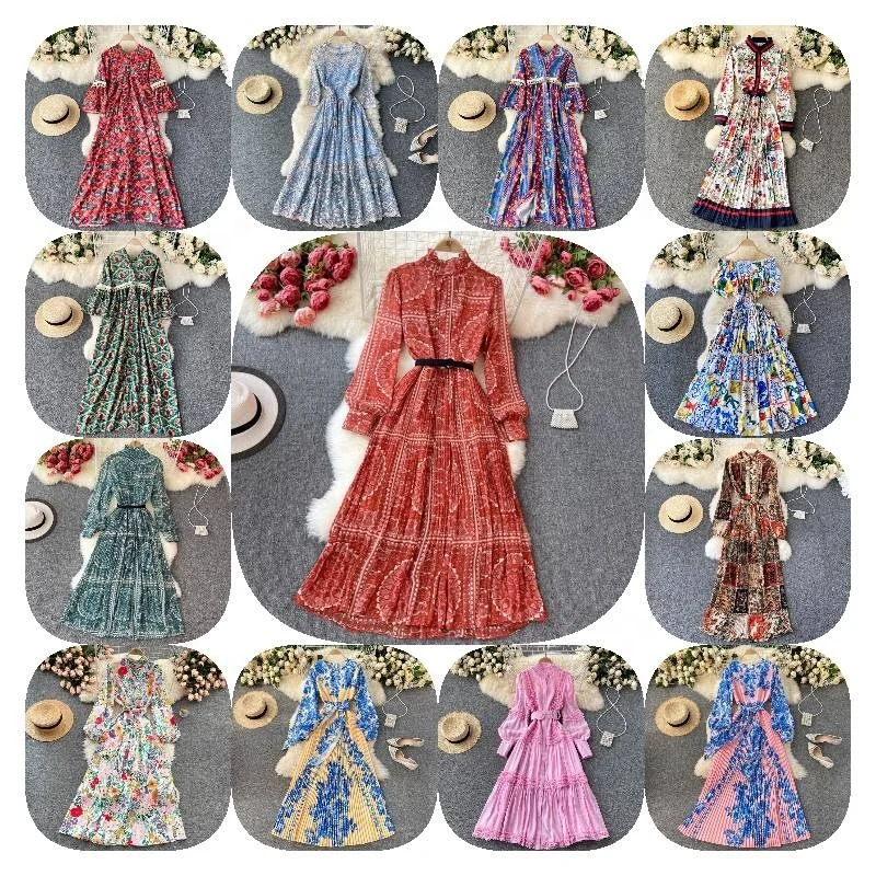 Best Selling Products 2024 Casual Summer Beach Sundress Women  Ruffle Long Maxi Cotton Linen Bohemian Dress