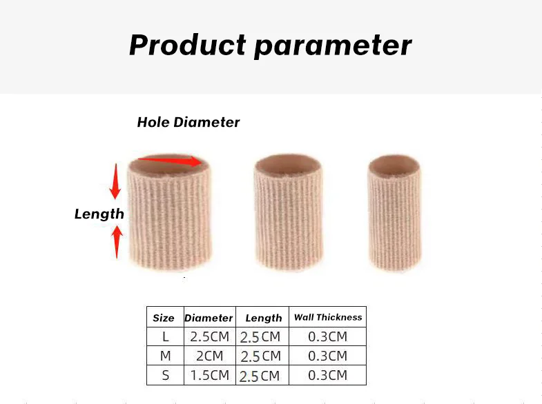 OLLAS Foot Care Finger Tube Corns Blisters Hammer Toes Separator Fabric Toe Protectors Silicone Gel Toe Sleeves