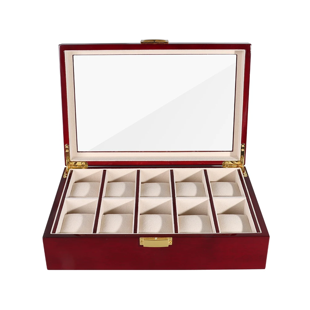 Wholesale 10 Slots MDF Wooden Grain Watches Packaging Boxes Wood Watch Storage Box