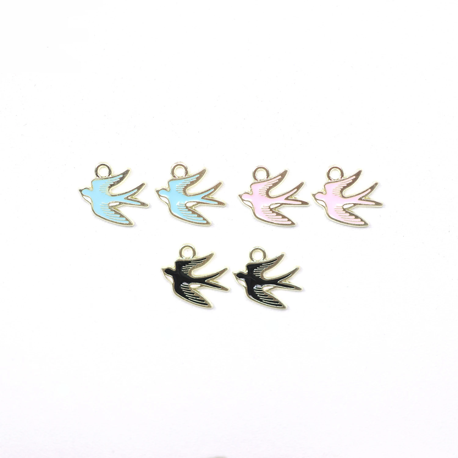 13x16mm DIY Gold Plated Zinc Alloy Diy Jewelry Making Accessories Bird Enamel Animal Enameled Swallow Pendant Charm