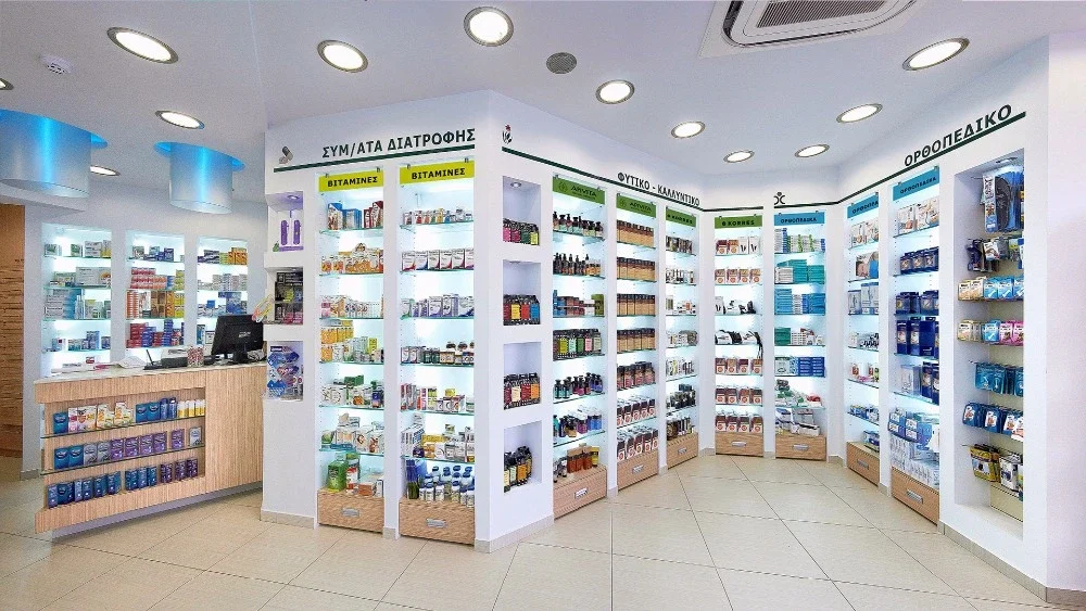 Modern Medical Store Retail Pharmacy Shop Interior Design Display Furniture