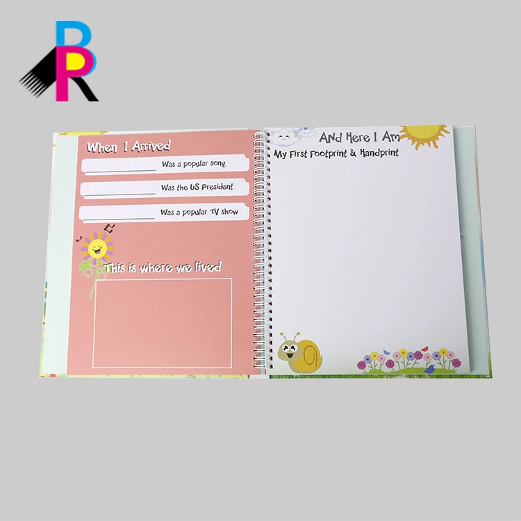 Factory custom design color printing linen hardcover modern families beautiful memory book for baby