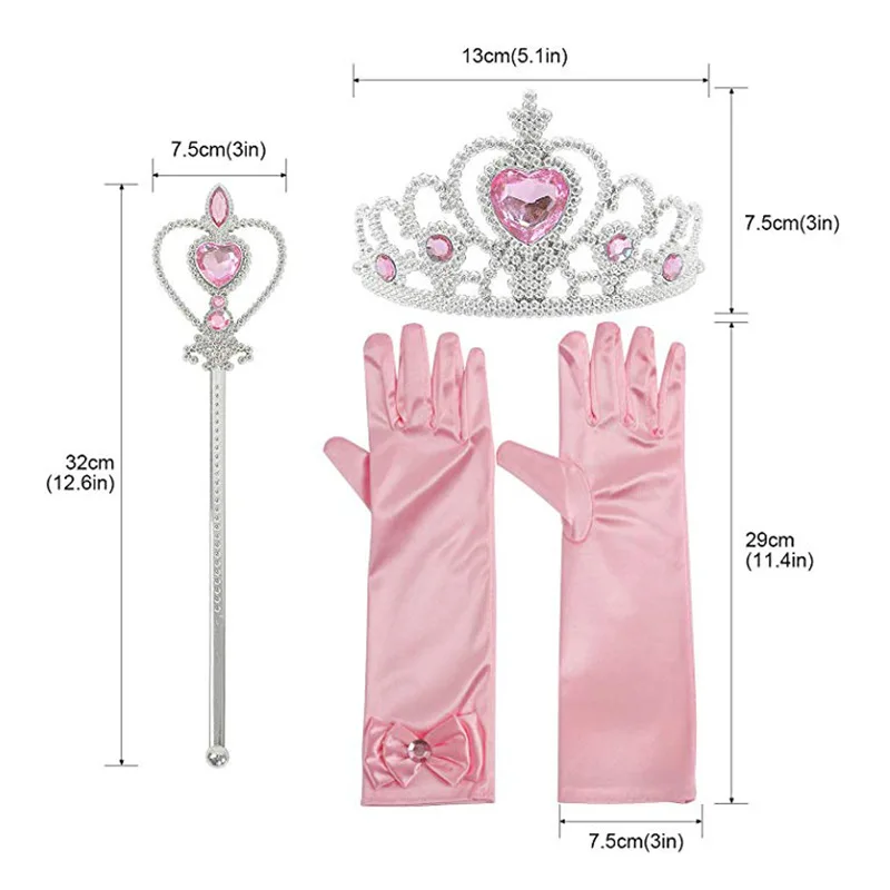Princess Dress Up Accessories Set Girls Jewelry Scepter Necklace Earrings Gloves Rings Bracelets Elsa Wig Braid Crown