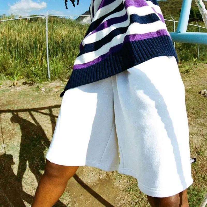 White Loose Knee Length Custom Logo Designer Meshed Shorts Fashion Shorts Plain