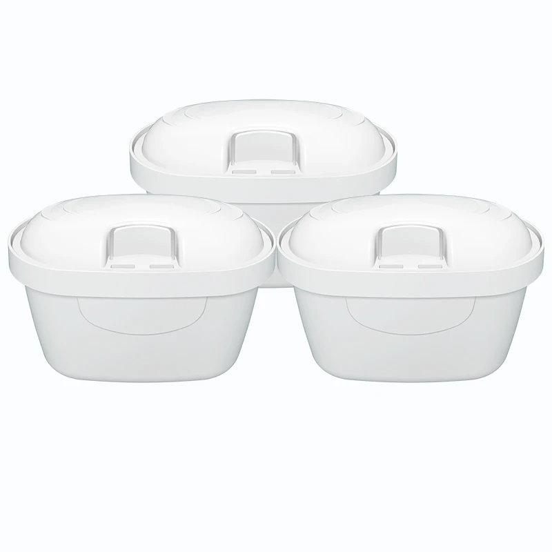 Water pitcher filter cartridge with activated carbon granular and ion-exchange resin reduce chlorine taste odor individual pack