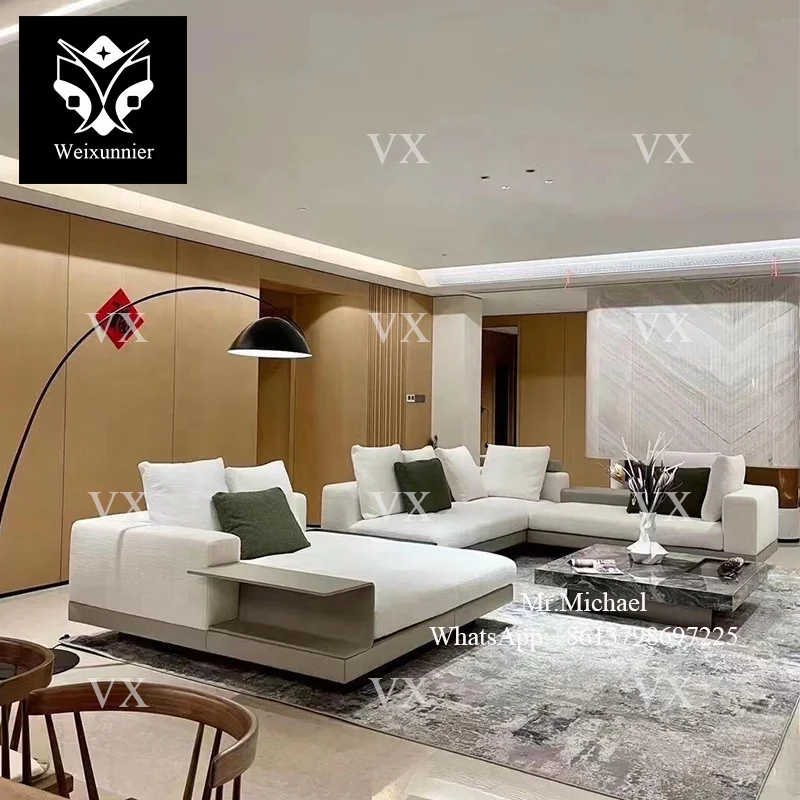 Modern Genuine Leather Design Living Room Connective Modular U-shaped Luxury Sofa Sectional Couch