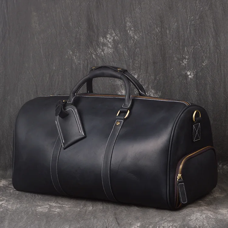 Full Grain Leather Travel Overnight Weekend Sports Gym Carry On Bag Handmade Custom Leather Duffel Bags For Men And Women