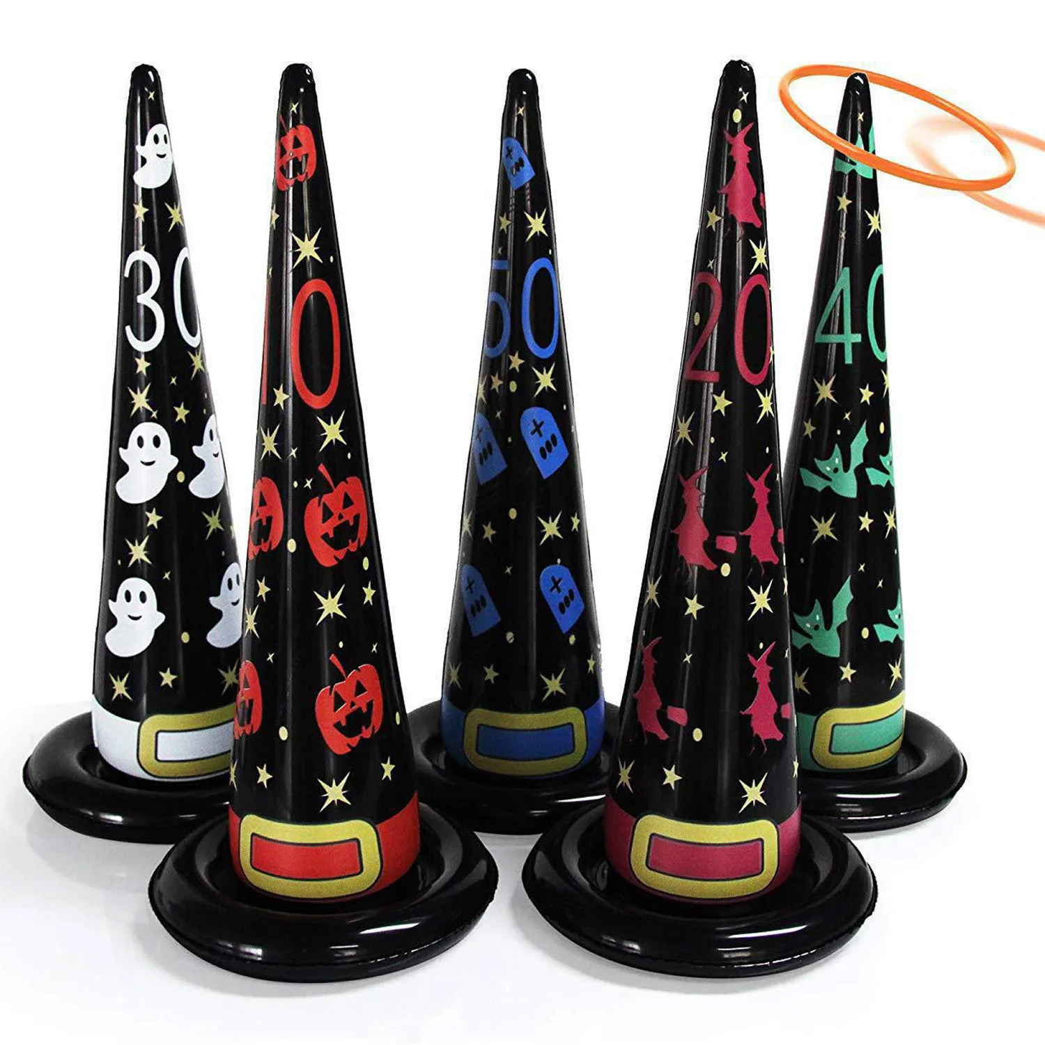 Halloween Party game Toys Inflatable Witch Hat Ring Toss Game with 10 Plastic Ring Toss Ready to ship