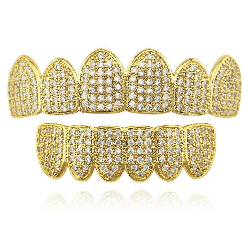 Blues White Gold Vampire Dracula Fangs Top Bottom JOKER GRILLZ Teeth Grills for women men halloween gift