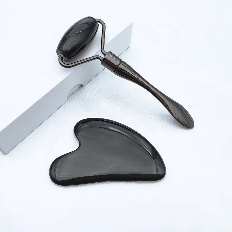 Wholesale Skin Massage Bian Stone Scrapping Black Obsidian Gua Sha Jade Roller