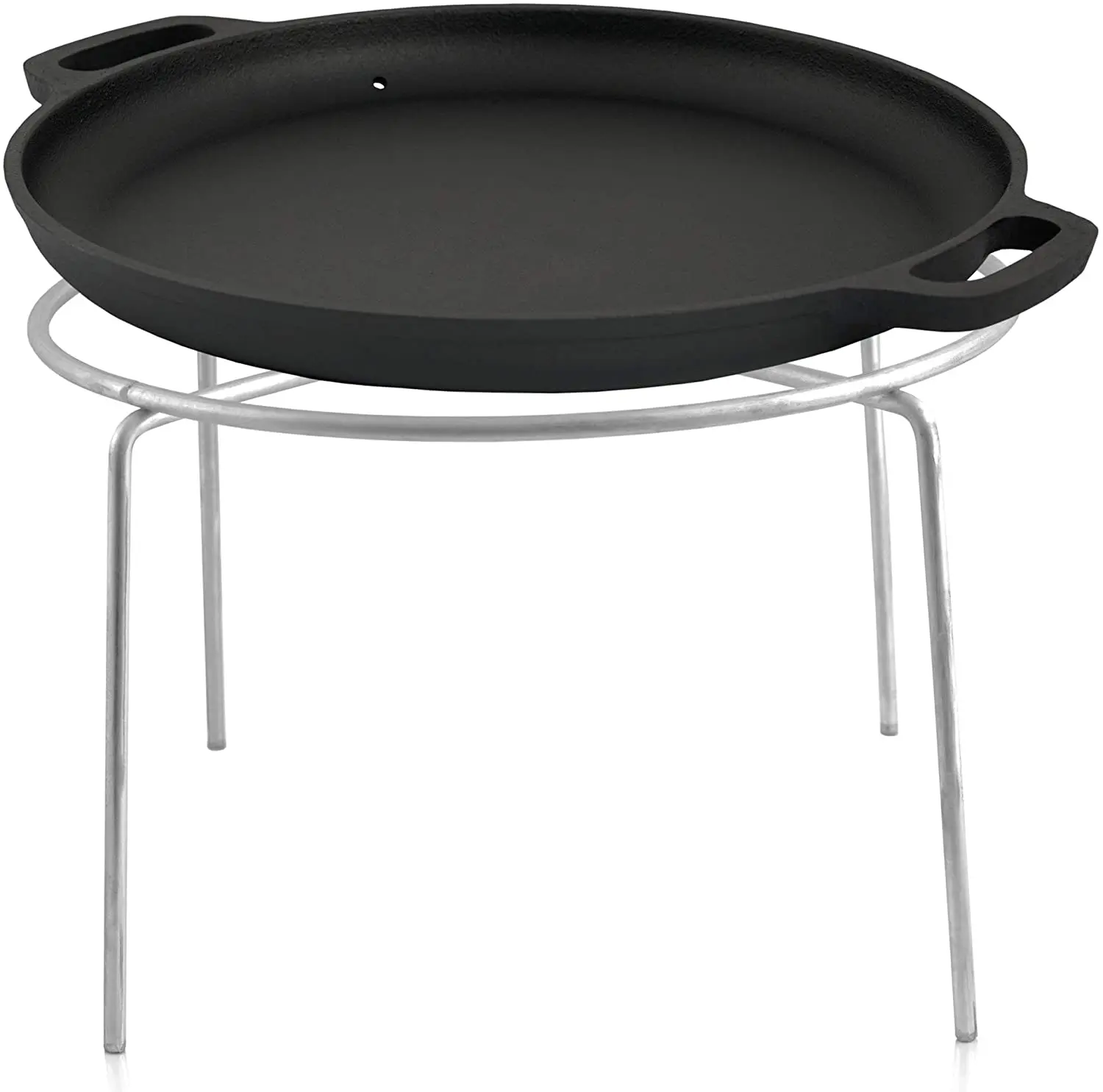 Dutch Oven Set with Tripod Stand  Dutch Oven 5.5 L Cast Iron Pan Stainless Steel Grill and Saucer
