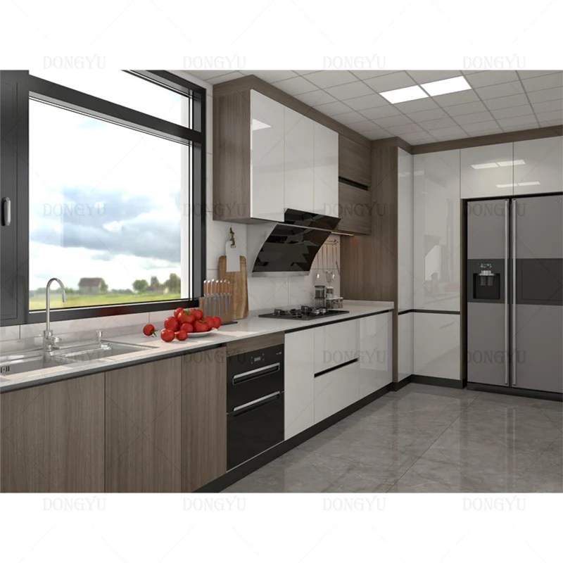 Modern Ready-Made Kitchen Cabinets with Sink Complete Cuisine Solution for villa