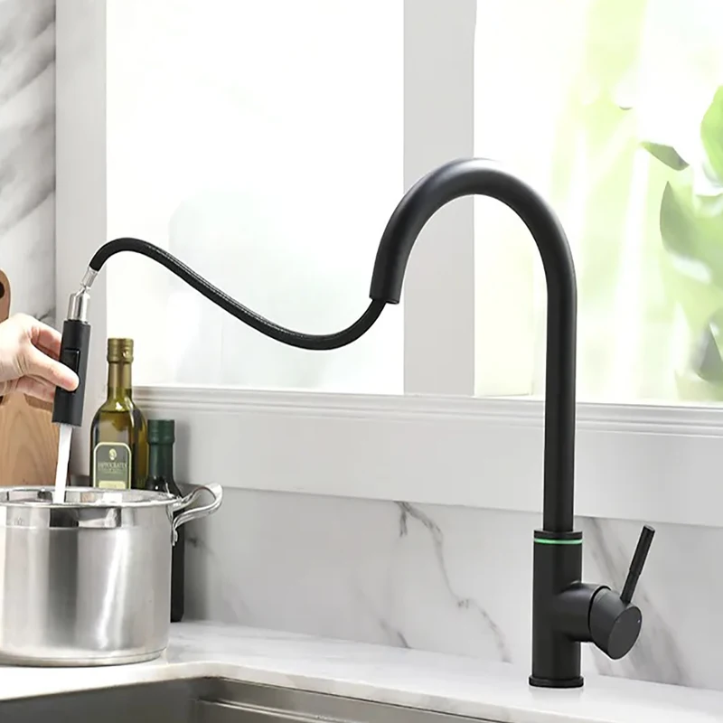 Fashion Pull Down Sensores Magnetic Sprayer Sink Faucets Pull Out Kitchen Faucet Touch Automatic Brass Water Tap Silicone Chrome
