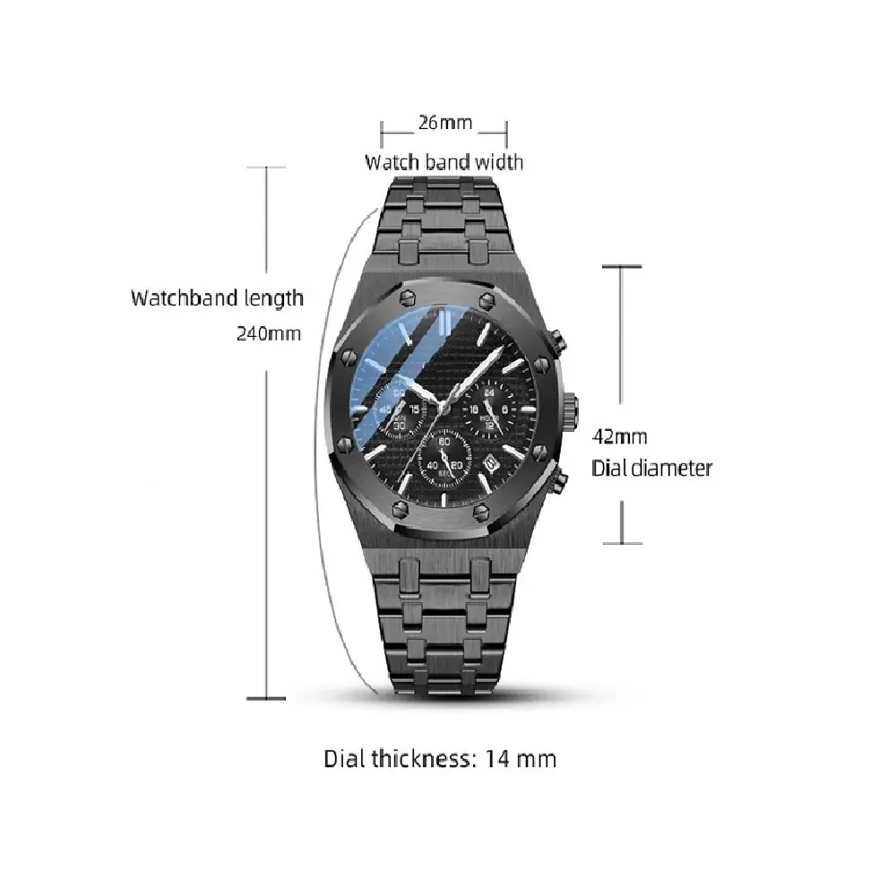 Fashion Business Mens Watches Top Quartz Watch Men Stainless Steel Waterproof Wristwatch