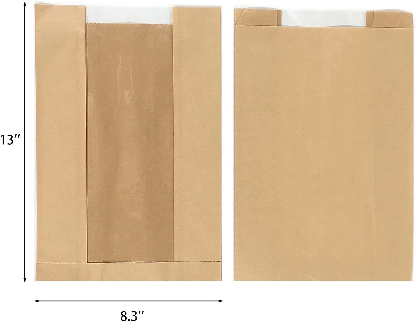 Fashion Custom Logo Long bread bag Environmental natural kraft paper food grade baguette window bag