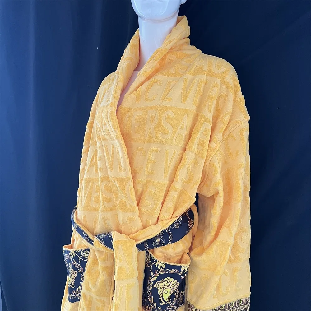 Customized Cut velvet jacquard bathrobe  100%cotton men & women towel bathrobe