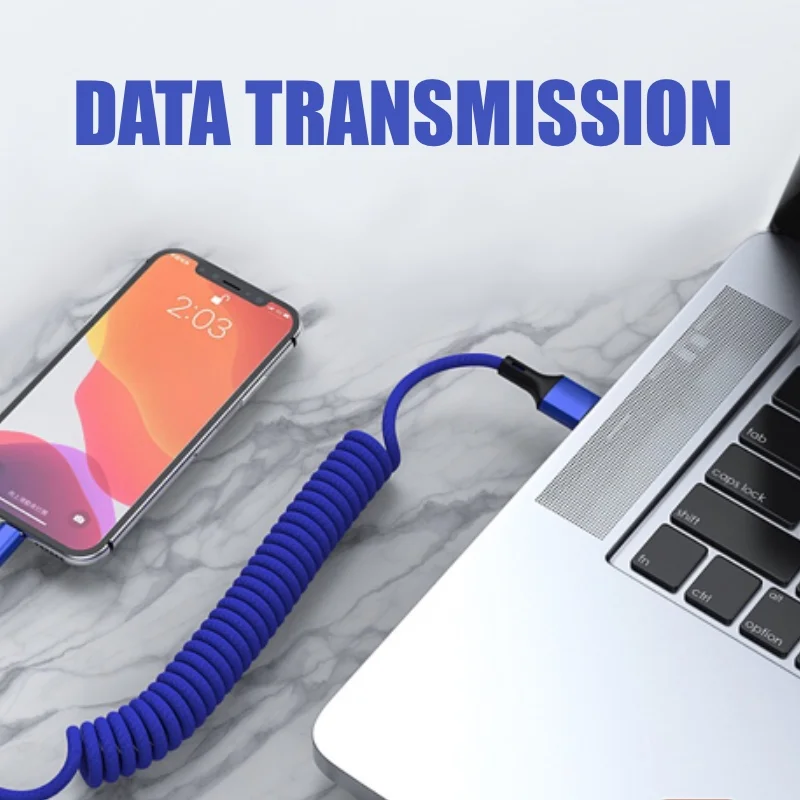 
2020 New Customized 1ft 3ft 6ft 10ft Flexible Spring Braided Fast Charging Micro USB V8 Data Cable Charger 