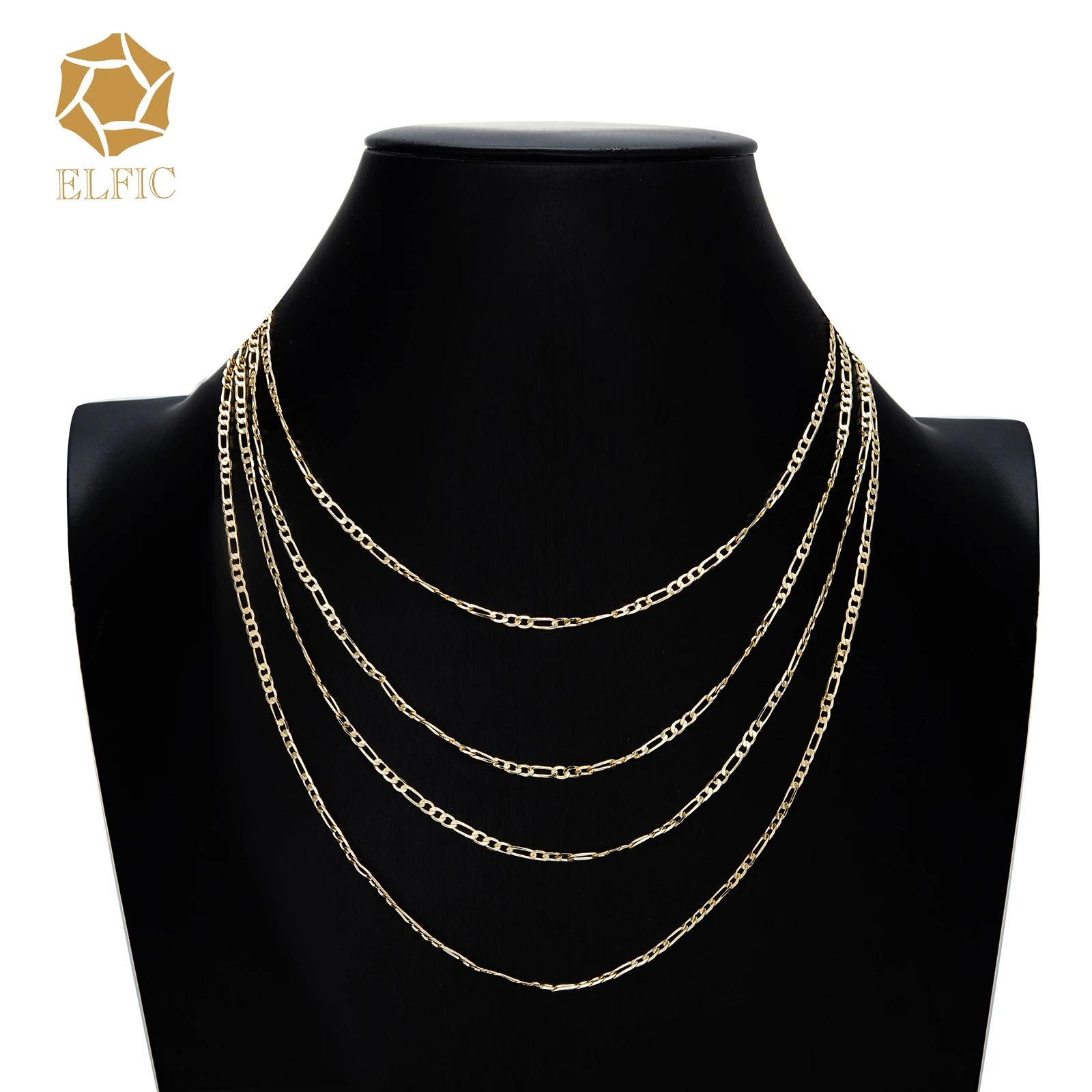 Elfic 14k позолоченная цепь для мужчин 3:1 плетеная цепочка Ожерелье Подвески ожерелья cadena de oro