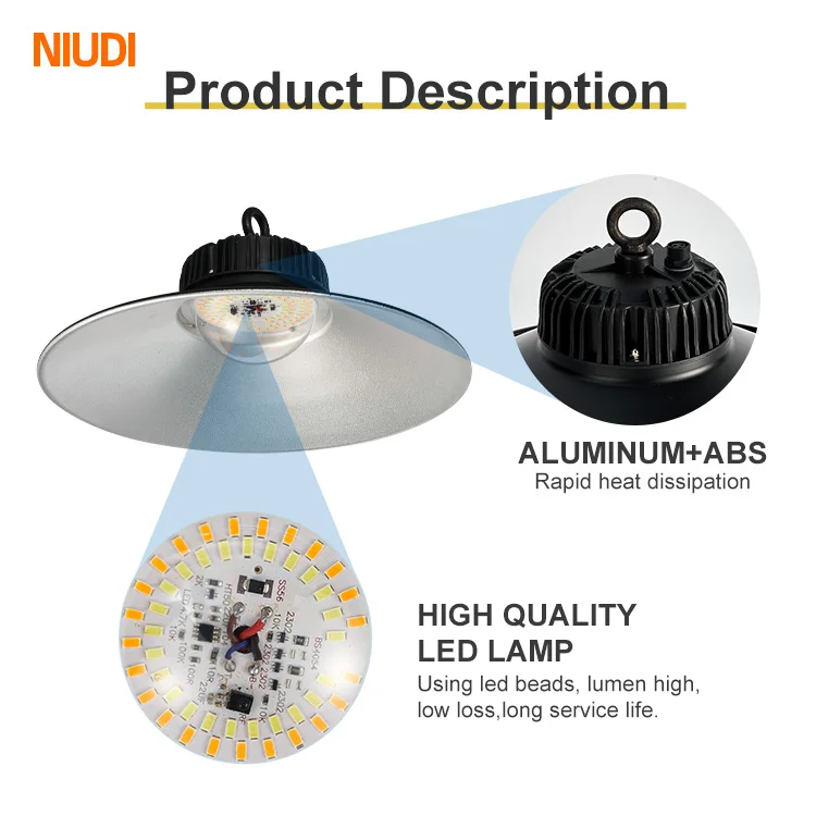 Super Brightness 100W  Canopy Luminaire Warehouse commercial Lighting Industrial lamp UFO Led High Bay Light