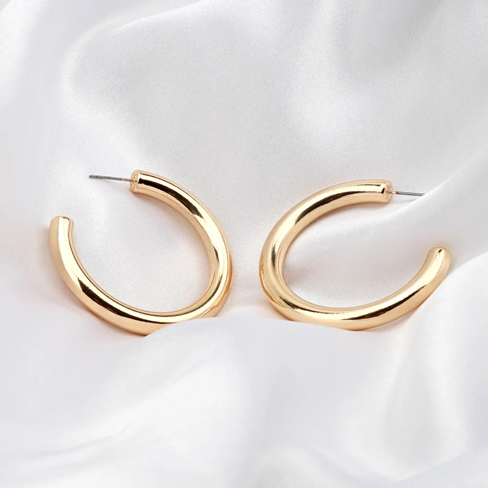 14K Gold Colored Chunky Open Hoops Gold Hoop Earrings for Women