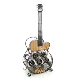 Guitar Shape Free Standing countertop Wine Bottle Holder home decor Metal Wine Rack