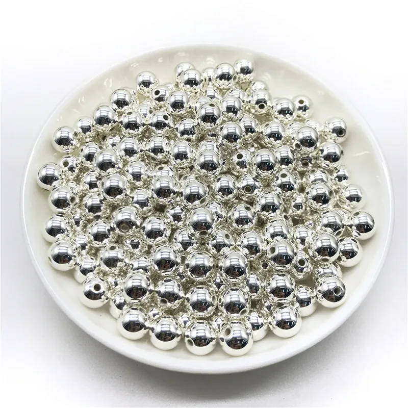 100 шт., бусины из розового золота и черного металла, 4/5/6/8 мм