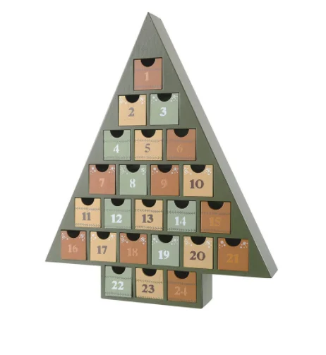 Custom PrintingCosmetic Candy Gift Cardboard Drawer Box Luxury Christmas Tree Advent Calendar Box sweets large christmas gift