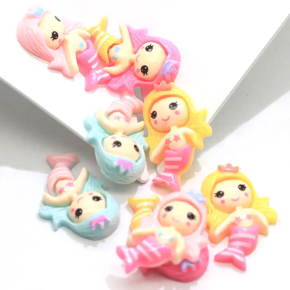 
100pcs Cute Mini Mermaid Princess Flatback Resin Cabochon Craft DIY Scrapbooking Hair Bow Accessories 