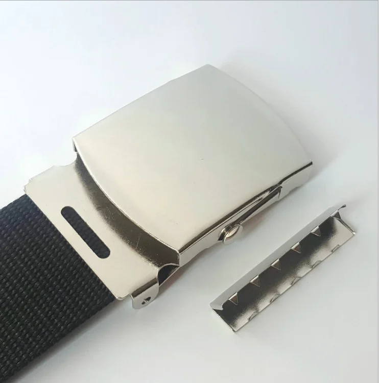 
Top quality professional silver color 35mm iron military buckle with tip for canvas webbing belt buckle 