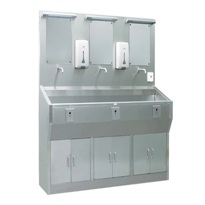 Operating Room Sink Stainless Steel Hospital Foot Control Sensor Hand Washing Sink Medical Scrub Station
