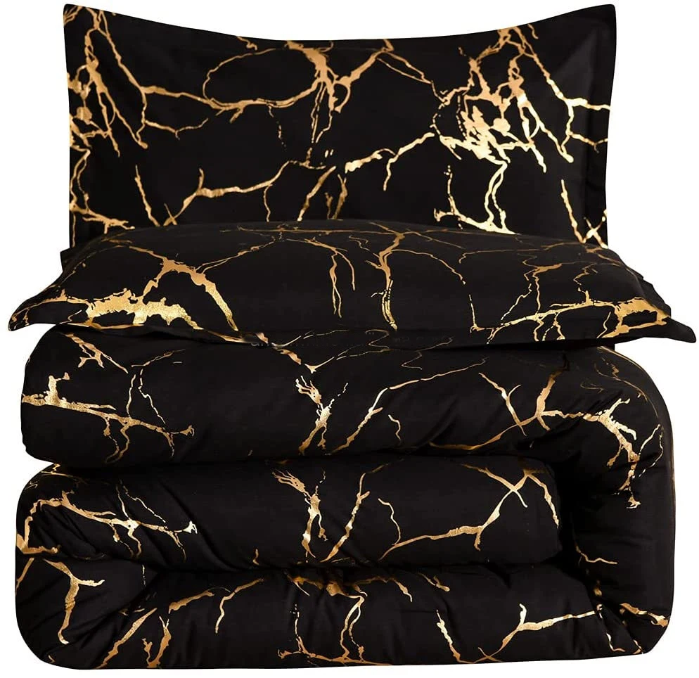 1800 thread count bedding set Marble texture mixes with gold stamp style Quilt Set comforter sets