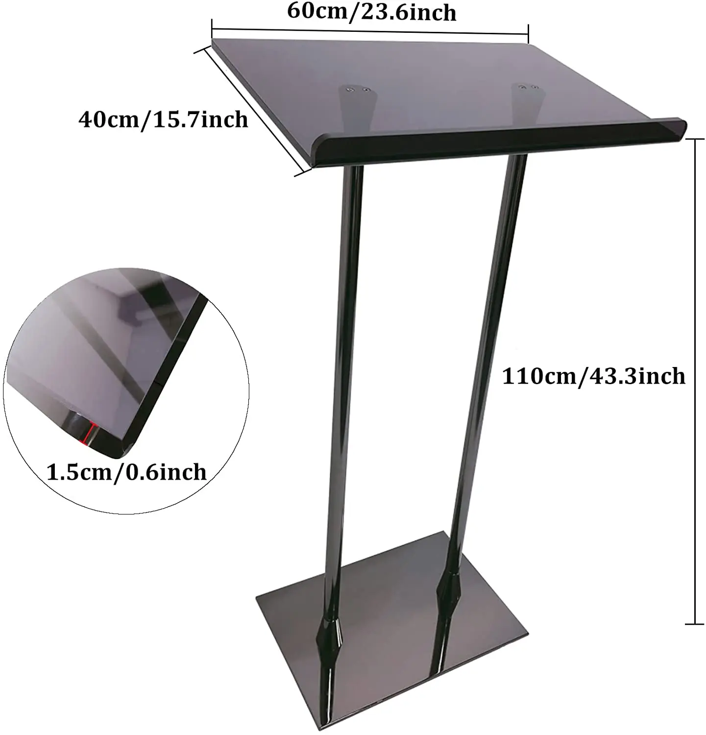 Portable Podium Stand - Acrylic Lecterns with Wide Surface Professional Pulpits Lecture Table Podium for Speech