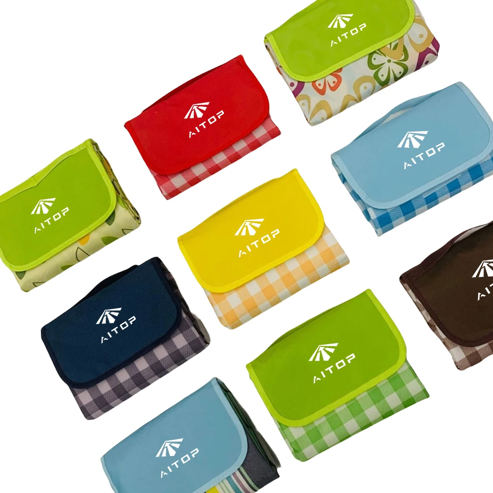 Custom Logo Waterproof Inflatable Sleeping Pad Traveling Outdoor Folding Floor Picnic Mat Beach Mat Picnic Blanket