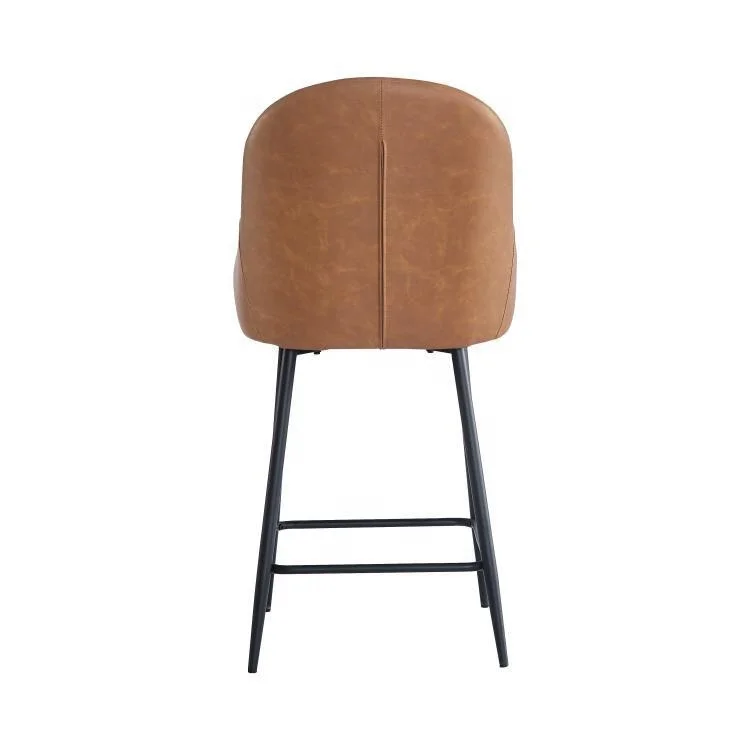 Hot Sell Modern Nordic Style Bar Stools Iron Metal Frame Dining Chairs With PU Leather