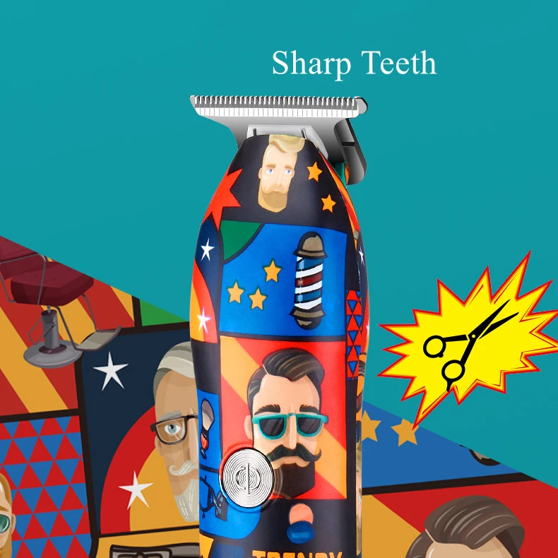 Профессиональная машинка для стрижки волос RTS из нержавеющей стали, перезаряжаемые машинки для стрижки волос с граффити-рисунком, мужские беспроводные машинки для стрижки волос T9