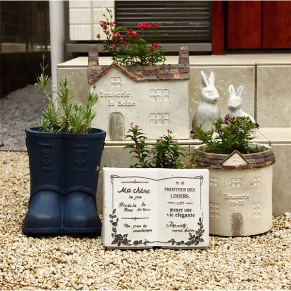 Custom Resin French Book Inspired Planter Flower Vase Pots for Plant Garden Decor White Plant Pots Wholesale