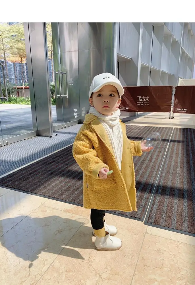  Япония и Южная Корея Новинка зимы изысканная детская одежда От 3 до 8 лет; Модное детское пальто для девочек из оленьей кожи с плюс кашемировое
