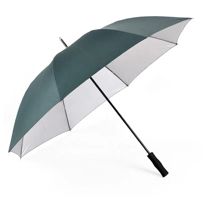 High quality auto open EVA handle silver coating promotion golf umbrella uv golf umbrella